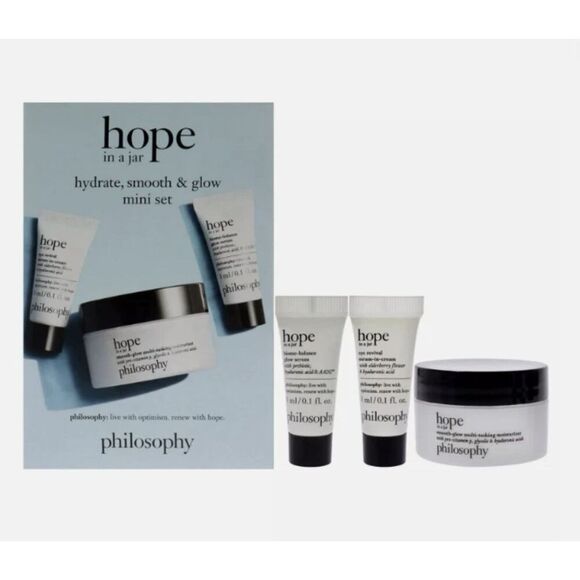 Philosophy Hope In A Jar Hydrate Smooth & Glow Mini Set for Unisex-3 Pc Kit Set - Picture 2 of 2